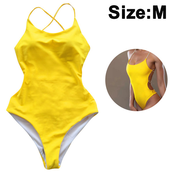 One Piece Badedragter Dame Badedragt V-hals Badetøj Mave Yellow