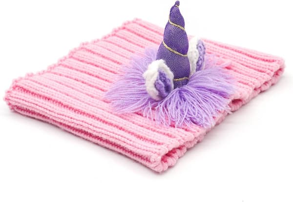 Hund Enhjørningsdrakt Morsom Hund Snood Strikket No Flap Ear Wrap Hette
