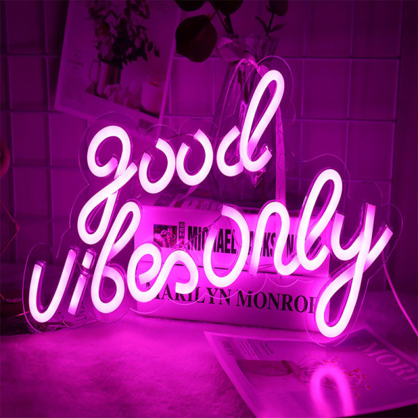 1st Good Vibes Only Neonskylt Rosa USB LED-ordljusskylt Neon S