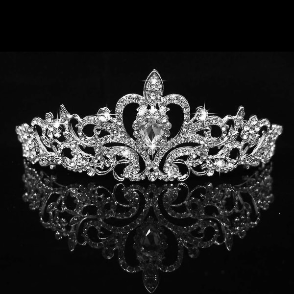 Silver Tiara Kronor Kristall Pannband Prinsessan Rhinestone Krona Med Kammar Brud Pannband Brud Ons