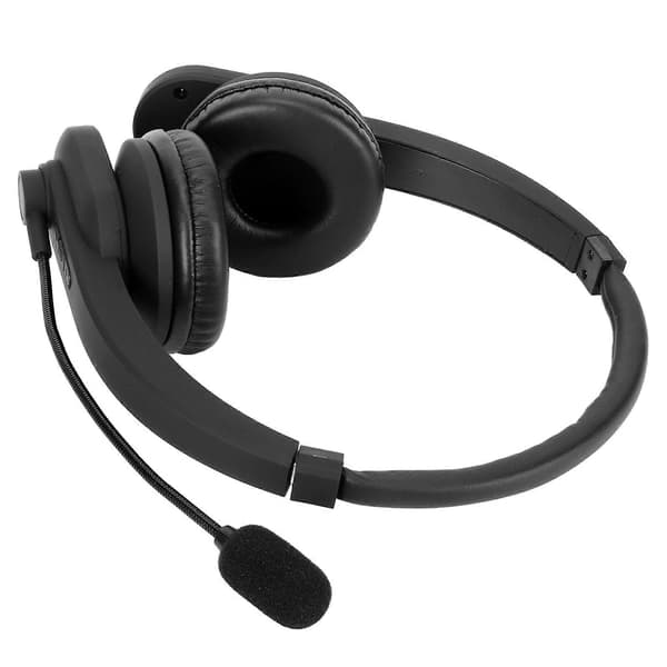 Trådløst headset Bluetooth 5.2 Støjreduktion Komfortabelt telefonheadset med drejelig mikrofon til kontor sort