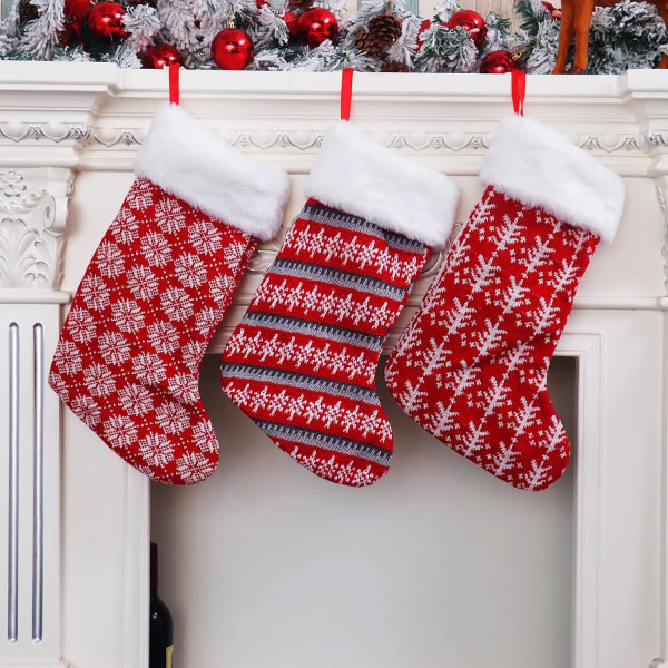 Red Print Tyg Julstrumpor Kit - Klassisk julklapp