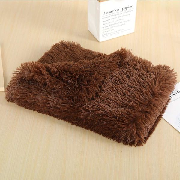 Myk hundefilt vaskbar fleecematte for hundekatt (M, mørk kaffe)