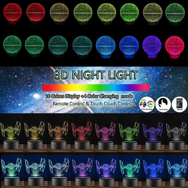 3D LED Star Wars Nattlys, 3D Illusjonslampe Tre Mønstre