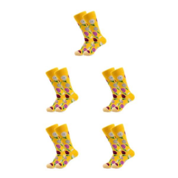 1/2/3/5 Färgglada Blomma Och Växter Strumpor För Dam - Lämplig 3#One size fits all 5PCS