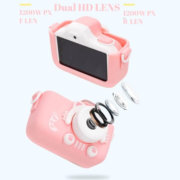 Mini tecknad kattunge digitalkamera leksak (rosa)
