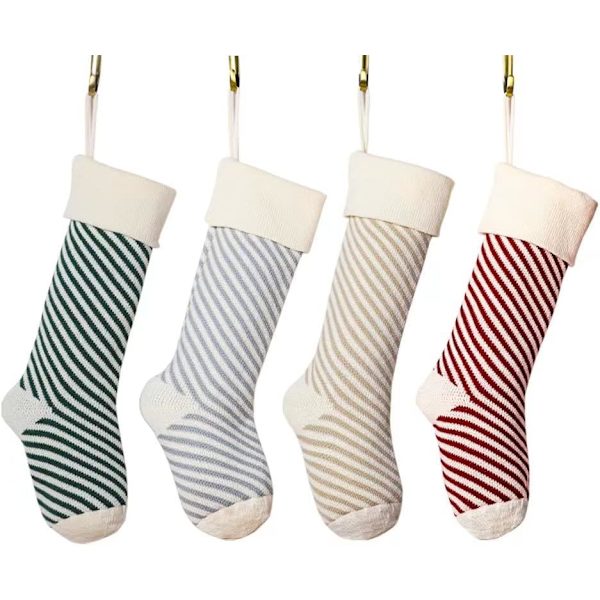 Stickade julstrumpor 4-pack, 18" Stort stickat julplagg