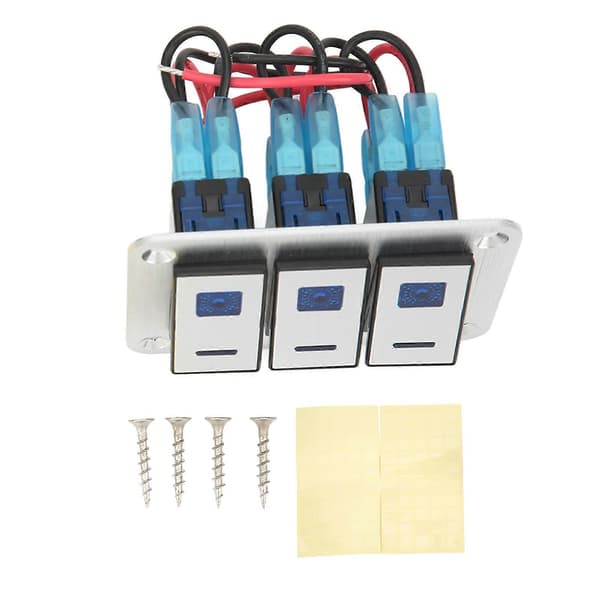 Vippebryterpanel 3-veis DC 12V 24V 5-pinners blått lys vippebryter på/av lyskontrollpanel