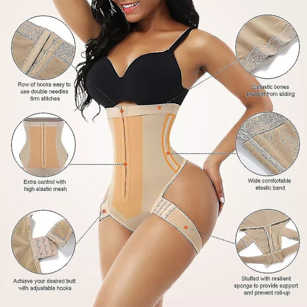 2-i-1 Casual High Waist Hip Lifting Shaper Byxor för kvinnor Beige XL