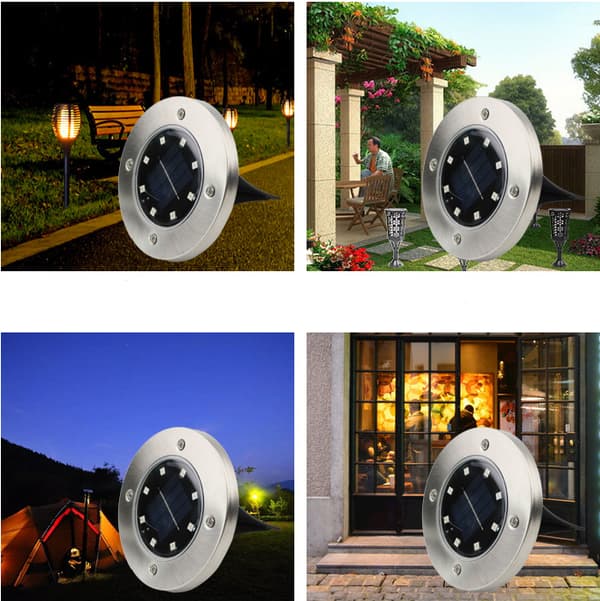 Utomhus Solar Light Garden Ground Exteriör 8 LED 3000K White Wate