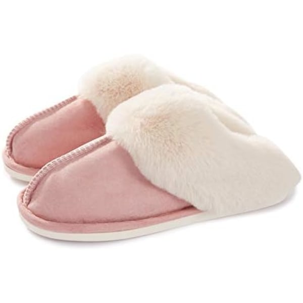Dametøfler Memory Foam Fluffy Blød Varm Slip On Hjemmesko, Anti-skrid Hyggelig plys til indendørs udendørs (Størrelse: Stor)