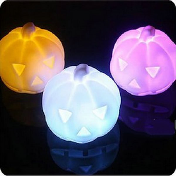 Blinkande färgglada LED Light Pumpkin Night Lantern (3 st)