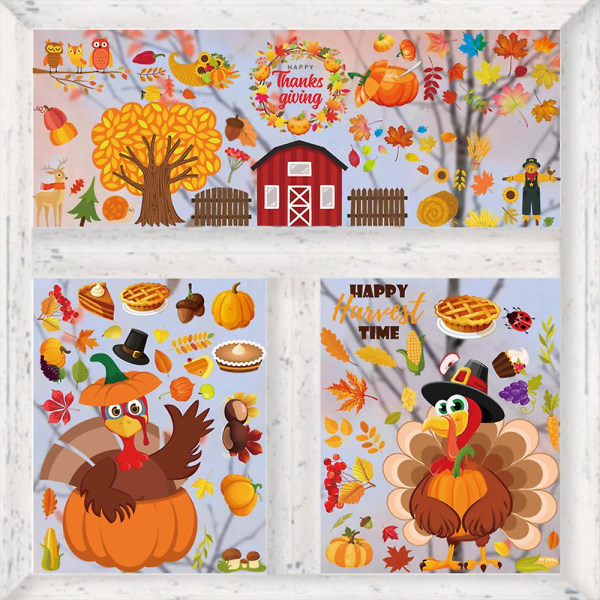Thanksgiving Vindusklistremerker Holiday Turkey Cling For Glass Window 22
