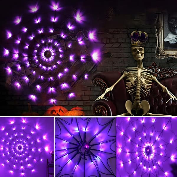 Halloween Spider Web Hållbara energisparande spindelnätslampor