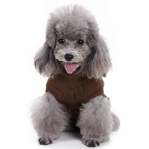 Kæledyrssweater, Turtleneck Strik Juper Hundetrøje Var frakke Sød hvalp Kattebeklædning brown m