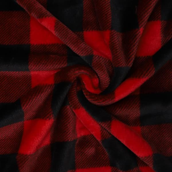 Klassisk rød og sort ternet flanneltæppe 200*230cm, stor størrelse