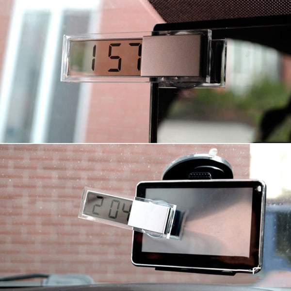Mini Bil Bil Digital klocka Auto Watch / Automotive Termometer med Sucker null - A