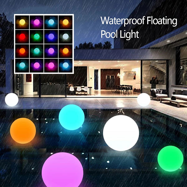 16 väriä kelluva allasvalo RGB värinvaihtava LED-pallovalo 1