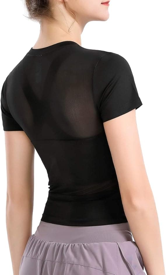 Crop Workout Tops til Kvinder Piger Kortærmet Slim Fit Yoga Athl