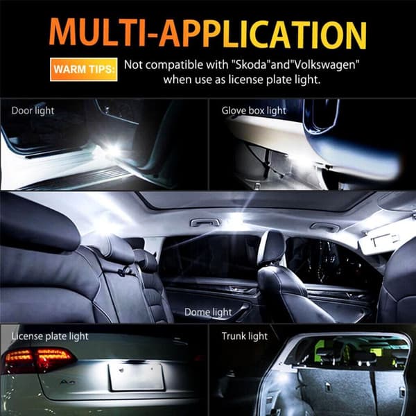 10st T10 LED-lampa Dome Light Trunk Lamp