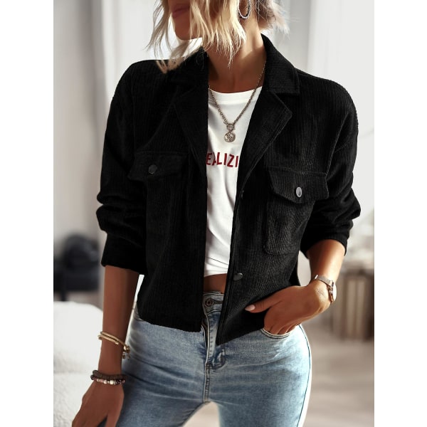 Damtemperament Casual Damkappa 2023 Enfärgad Allmatchande modetopp black M