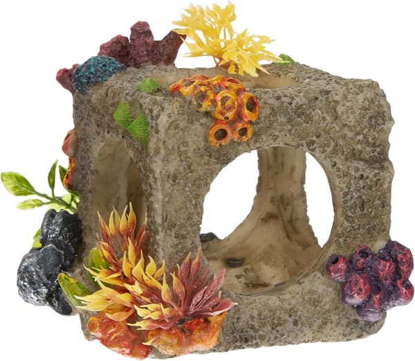 Polyresin Cube Habitat Akvariumdekorasjon Liten 12 x 11,5 x 11 cm