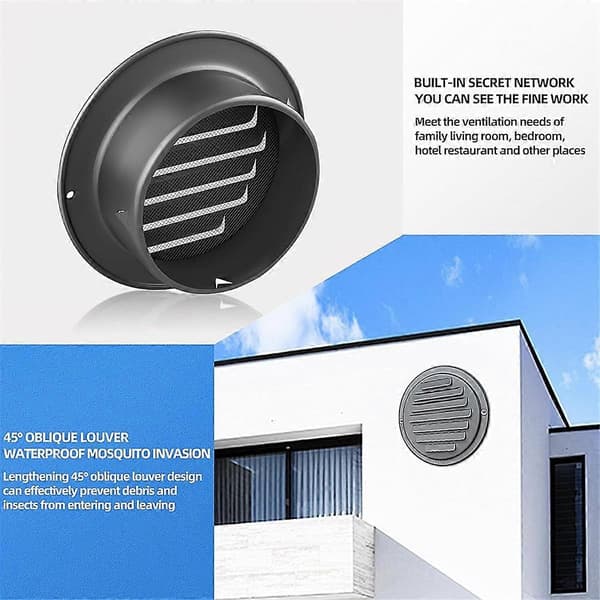4-tommers 304 rustfritt stål luftventiler, lamellristdeksel ventilasjonshette flat kanalventilasjon luftventil veggluftutløp