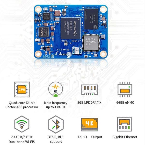 cm4 expansionskort 4GB + 32GB Emmc WIFI5-BT5.0 Orangepi cm4 Kör Android Debian OS