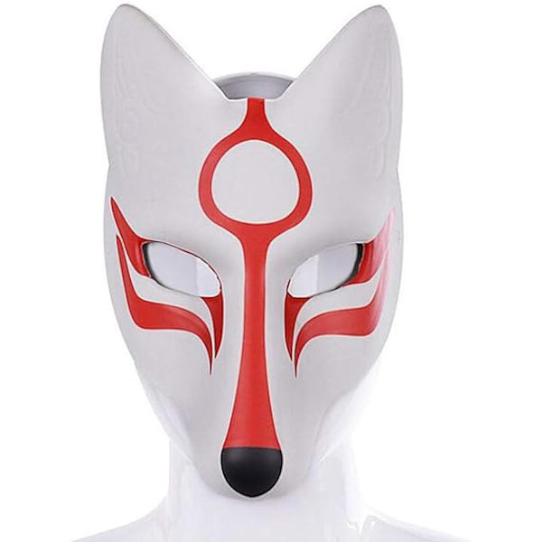 Röda och vita Fox Cosplay-masker, Halloween-masker, japanska masker,