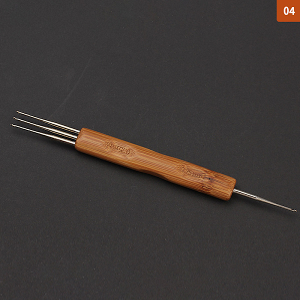 Dobbelthode Dreadlock Heklenål Bambushåndtak Krok For Dreadsloc 0.75mm(1+3)