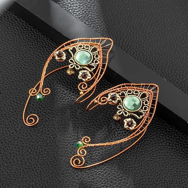 Elf Ear Cuffs, käsintehdyt keiju korvakorut värikkäällä strassi metallilangalla