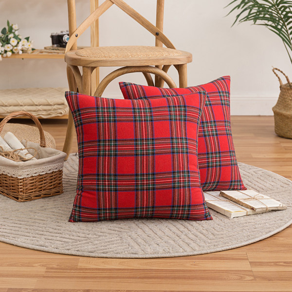 2 stk julepledd i tartan putetrekk Xmas Case