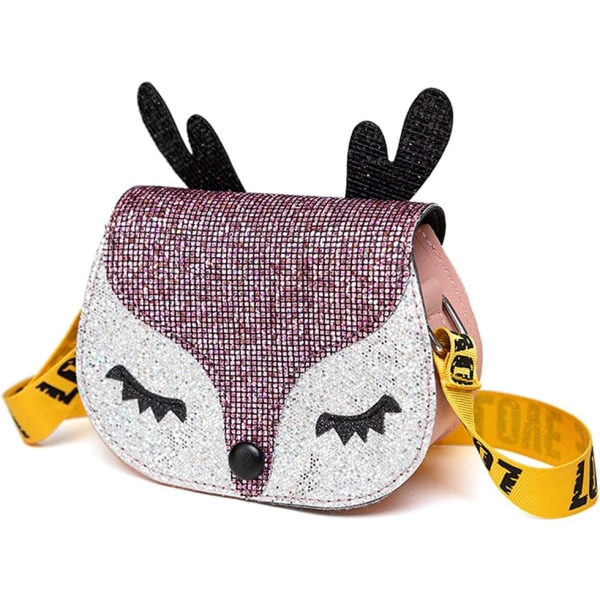 Sød rensdyr håndtaske Crossbody skuldertaske med justerbare stropper Småbørn Børnetaske Gaver til små piger (pink) NO:8