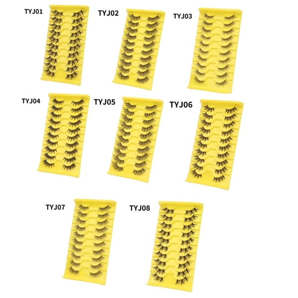 10 par halvfransar med tydliga band Wispy ögonfransar Naturligt utseende 3D-fransar Korta at-Eye-fransar falska-ögonfransar C