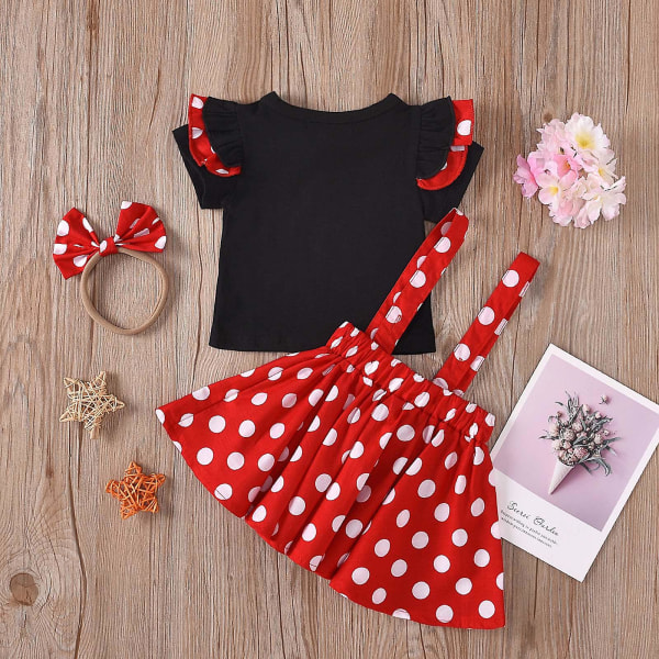 Baby Girl Clothes Baby Clothing Infant Toddler Girls Dots Bow-knot Dress Headband 3pc Outfit Set Baby Clothing 80