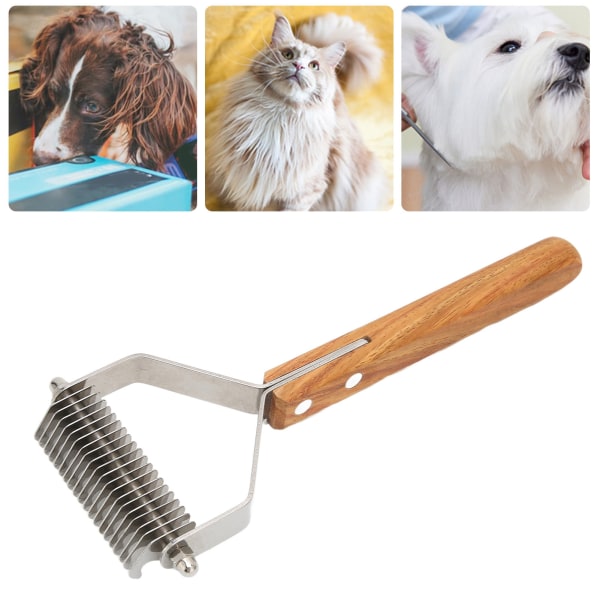 Underullskratta för husdjur, skönhetsmassage, hårborttagningskam för hund med trähandtag för valpar och katter