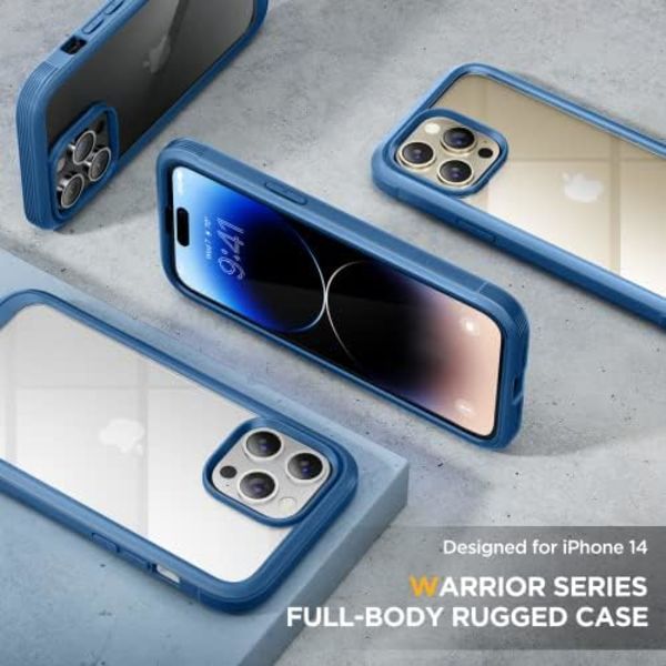 Miracase Glass Series Designad för iPhone 14 Pro Max Case 6,7 tum, [2023 Upgrade] Bumper Case med inbyggd 9H härdat glas Scr Capri Blue