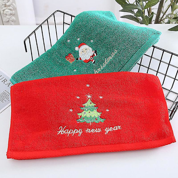 Xmas Hand Face Handduk Jul kökshandduk Röd Santa Claus Handdukar tvättduk Green