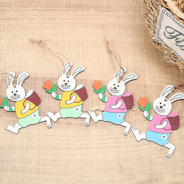 Uudet pääsiäisen puiset riipukset Set Egg Bunny yhteensopiva kotijuhlakoristeiden kanssa