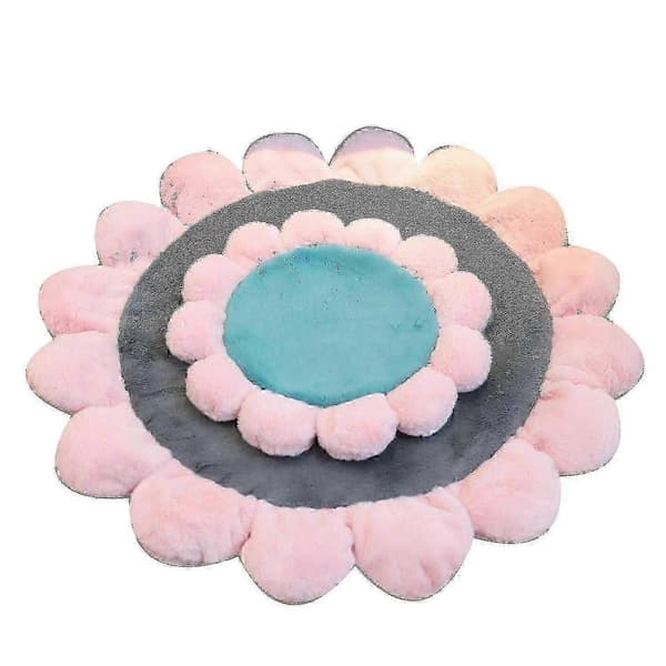 Superblød Blomsterformet Pude Chenille Høj Absorption Tæppe Fluffy Dørmåtte Blå