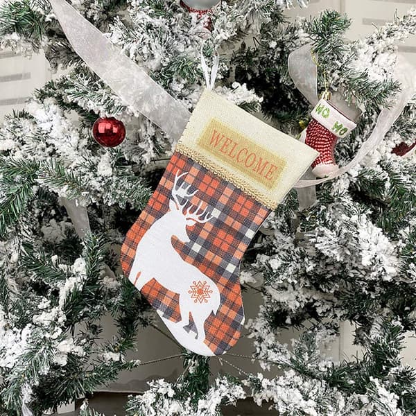 2-pakning julestrømper, pledd dekor