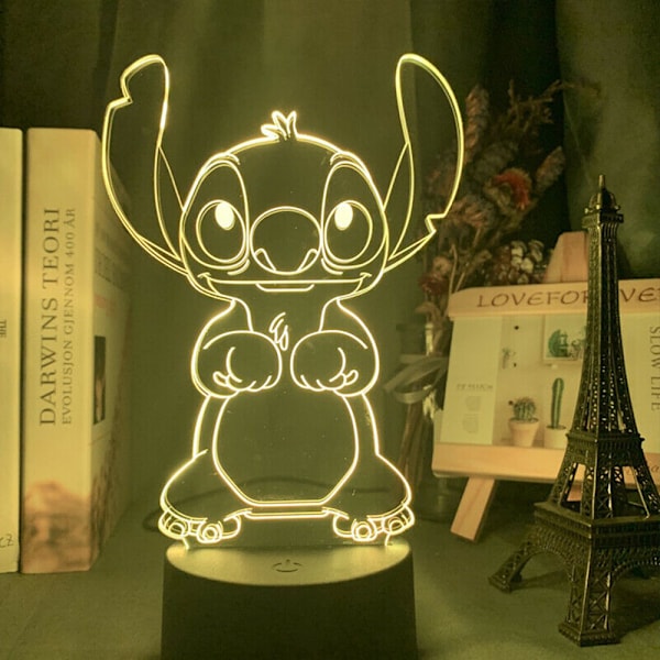 3D Cartoon Stitch Nattljus 7 Färgbyte LED-lampa Touch