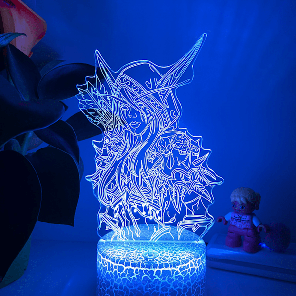 Qinwei Anime World of Warcraft LED-natlampe 3D Illusion-lampe med 16 farver indretning til fjernbetjeningsrum til børn --- Crack Seat