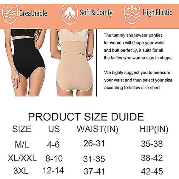 Hög midja magstring för damer Black XL and 2XL