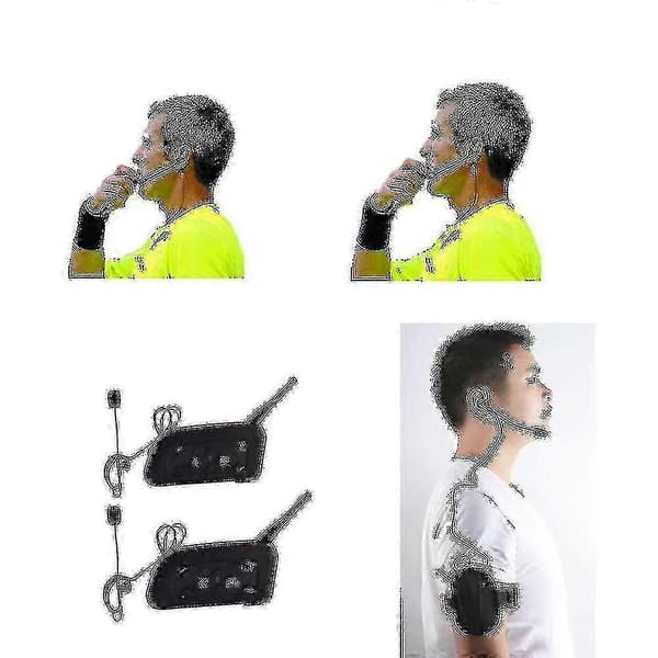 2 stk. Profesjonell Fotballdommer Intercom Full Duplex 1200m Dommer Headset Trådløs Bt Intercom Interphone