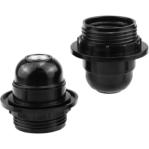 4 delar E27 Sockel Adapter Sockel E27 Lamphållare E27 Svart Skruv