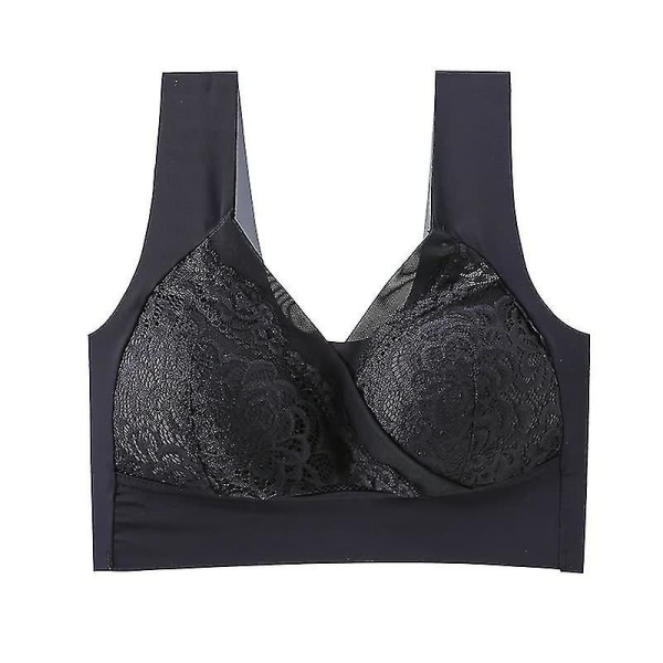 Dame Bralette Push-up BH Sømløs Vest Spetsundertøj Black XXL