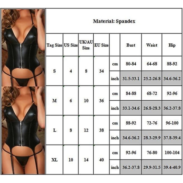 Sexiga Dam Babydoll Underkläder Dam Läder Strumpebandsstrumpor Nattkläder Underkläder XL