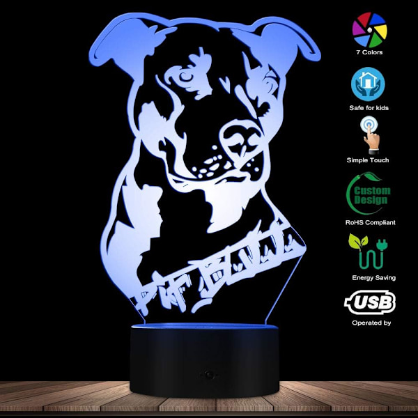 3D American Smart Flexibel Pit Bull Terrier Barnrumsbord L