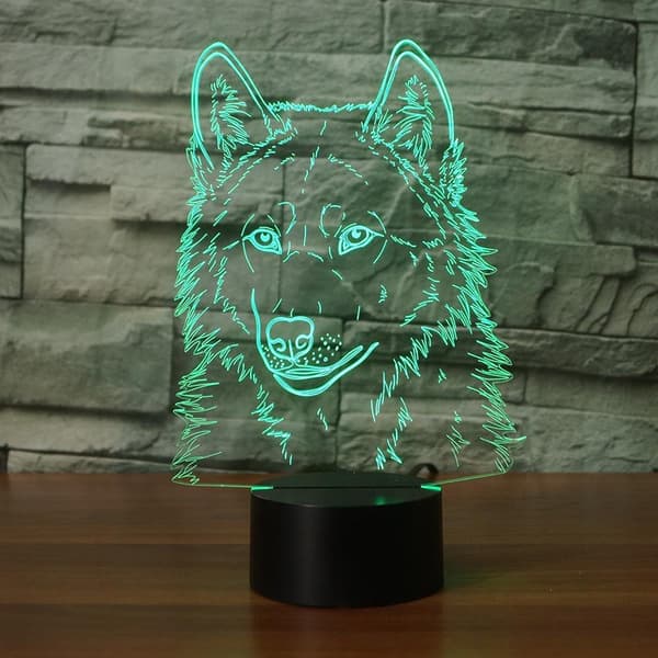 3D Ulvehoved Natlampe Touch Bord Skrivebord Optisk Illusion L